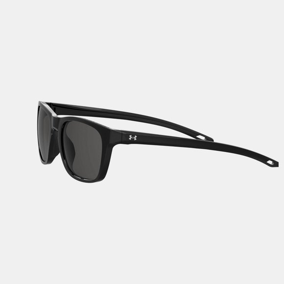 UNDER ARMOUR Sunglasses RAID Shiny Black Frame Gray POLARIZED Lens NEW - Picture 3 of 7